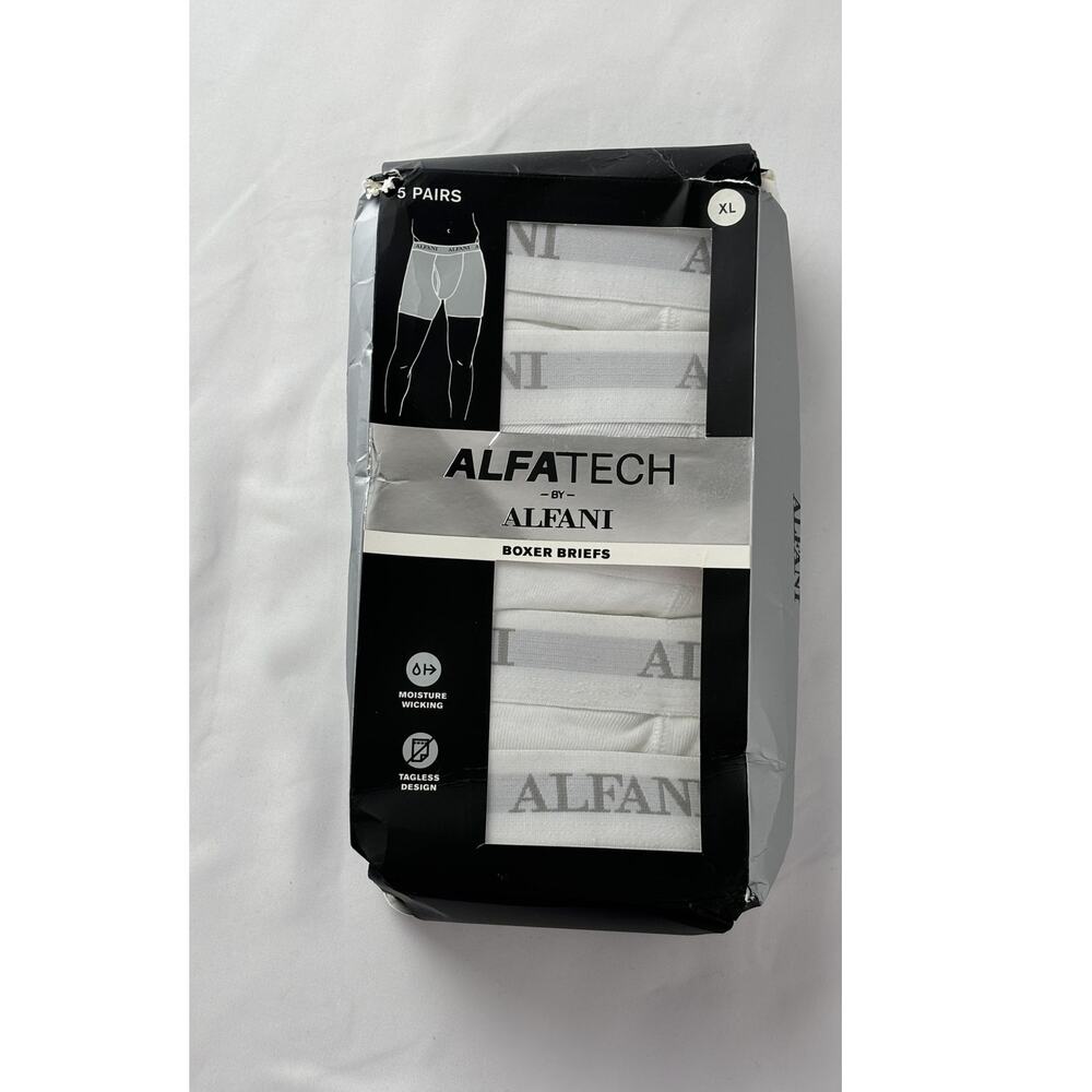 Alfani Cotton Blend Alfatech Boxer Briefs 5 Pairs Mens Size XL White New Tagless